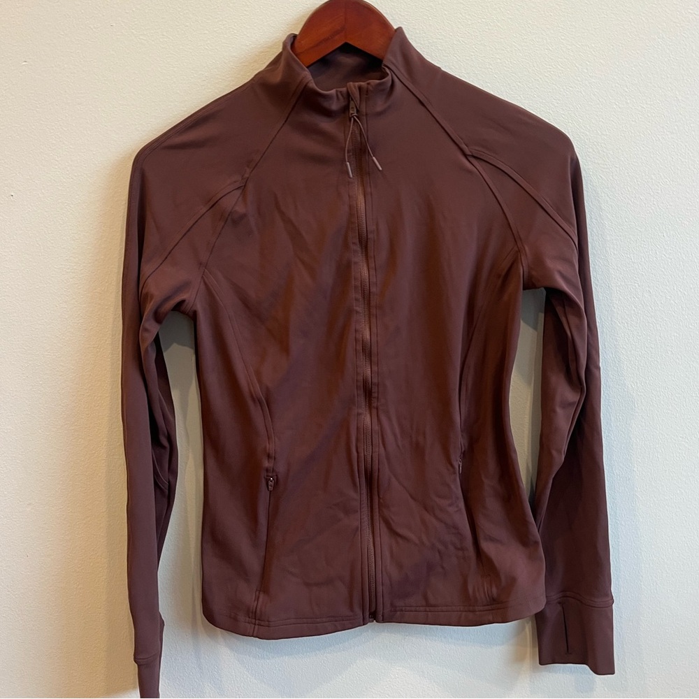 CRZ Yoga Taupe Full Zip Workout Jacket with Thumb Holes